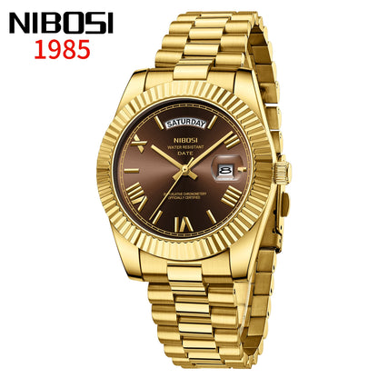 NIBOSI New Men Watch Brand Luxury Fashion Quartz Wristwatch Male Stainless Steel Waterproof Calendar Business Watches For Men
