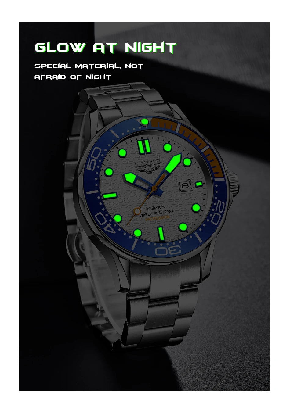 2025 LIGE New Business Mens Watches Top Brand Luxury Dive Watch For Men Waterproof Date Clock Sport Watch Relogio Masculino+Box