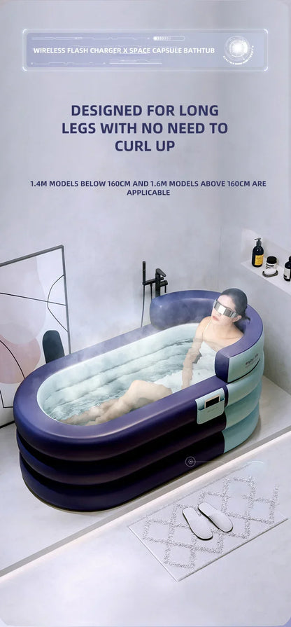 Soaking tub adult heightened PVC folding children's bath household inflatable bathtub adult bathing bucket thickened bathtub