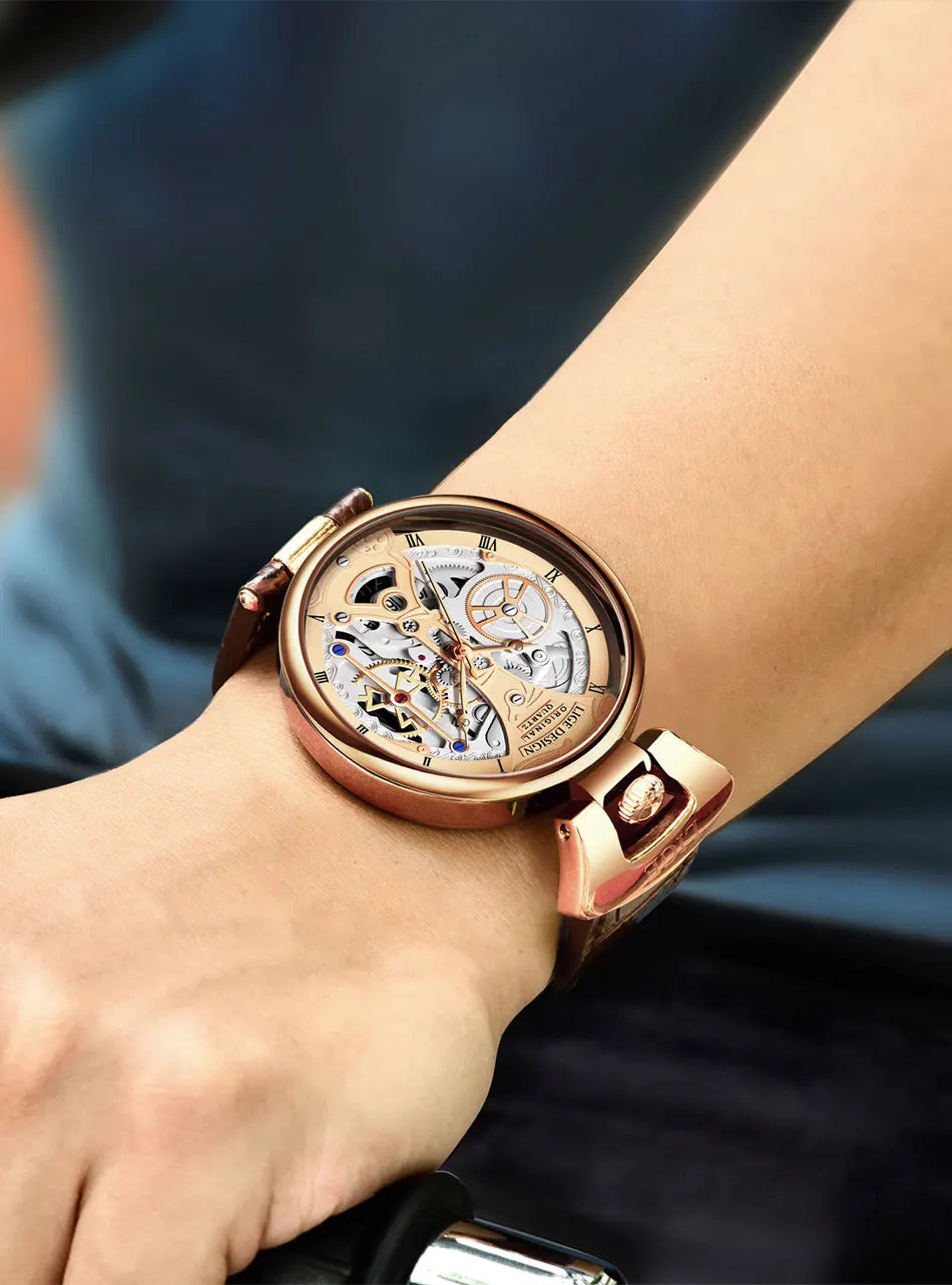 2025 LIGE Men Watches Top Brand Luxury Brown Leather Chronograph Sport Watch For Men Fashion Date Waterproof Clock Reloj Hombre