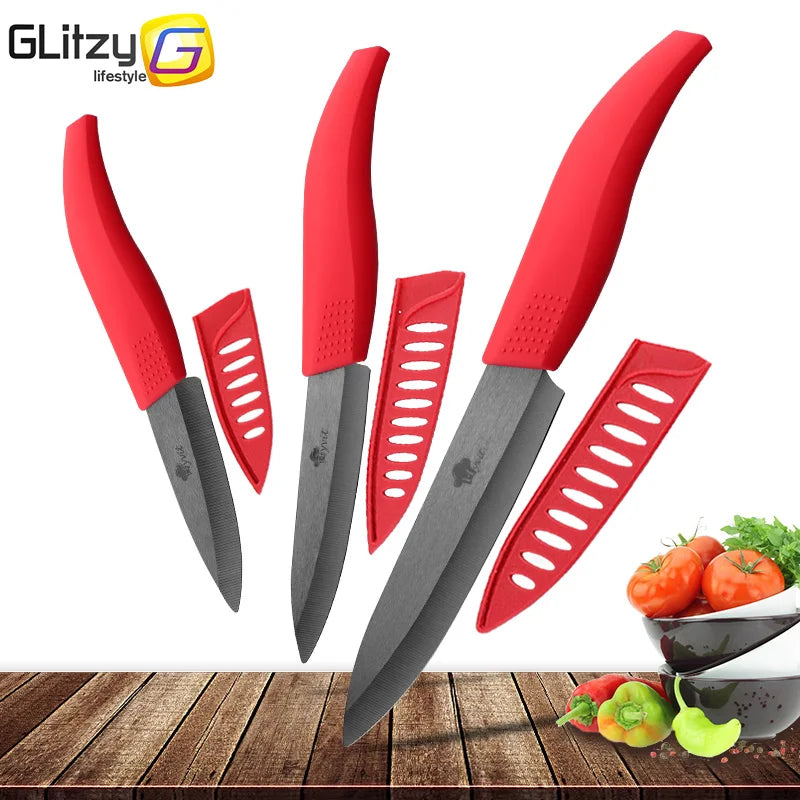 Ceramic Fruit Knife for Kitchen 3 4 5 6 inch Chef Knife with Sheath Utility Slicing Cooking Tool for Vegetable Rustproof Zirconi