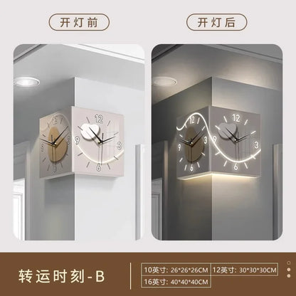 Luxury LED Wall Clock | Modern Luminous Silent Electronic Corner Clock for Living Room Home Decoration