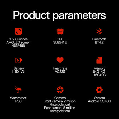 Q668 Smart Watch Android 4G LTE Smartwatch Men IP68 waterproof 800W Dual Camera Amoled GPS WIFI Multi sport mode Download Apps