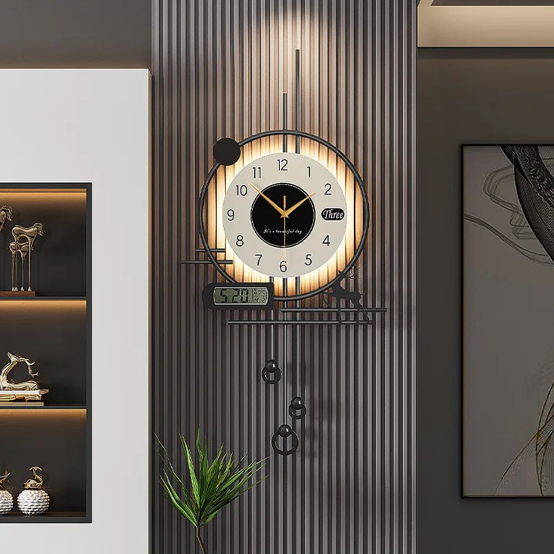 Minimalist Luxury Wall Clock | Silent Modern Calendar Clock for Living Room & Home Decoration Accessories