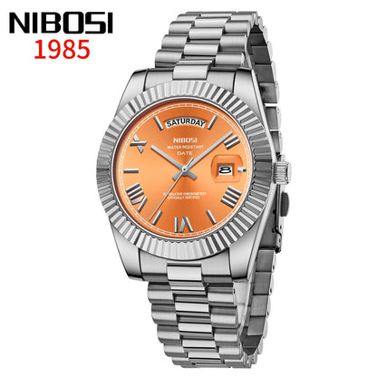 NIBOSI New Men Watch Brand Luxury Fashion Quartz Wristwatch Male Stainless Steel Waterproof Calendar Business Watches For Men