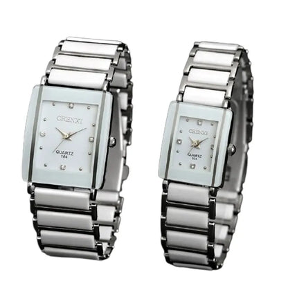 Fashion Rectangle Watch Women White Simulated Ceramics Watches Men Women Casual Quartz Wristwatches Couple Watch Unique Watch