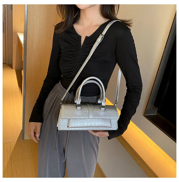 Fashion Ladies Shoulder Bag 2025 New Purses and Handbags High Quality PU Stone Pattern Crossbody Bag for Women Armpit Clutch Bag
