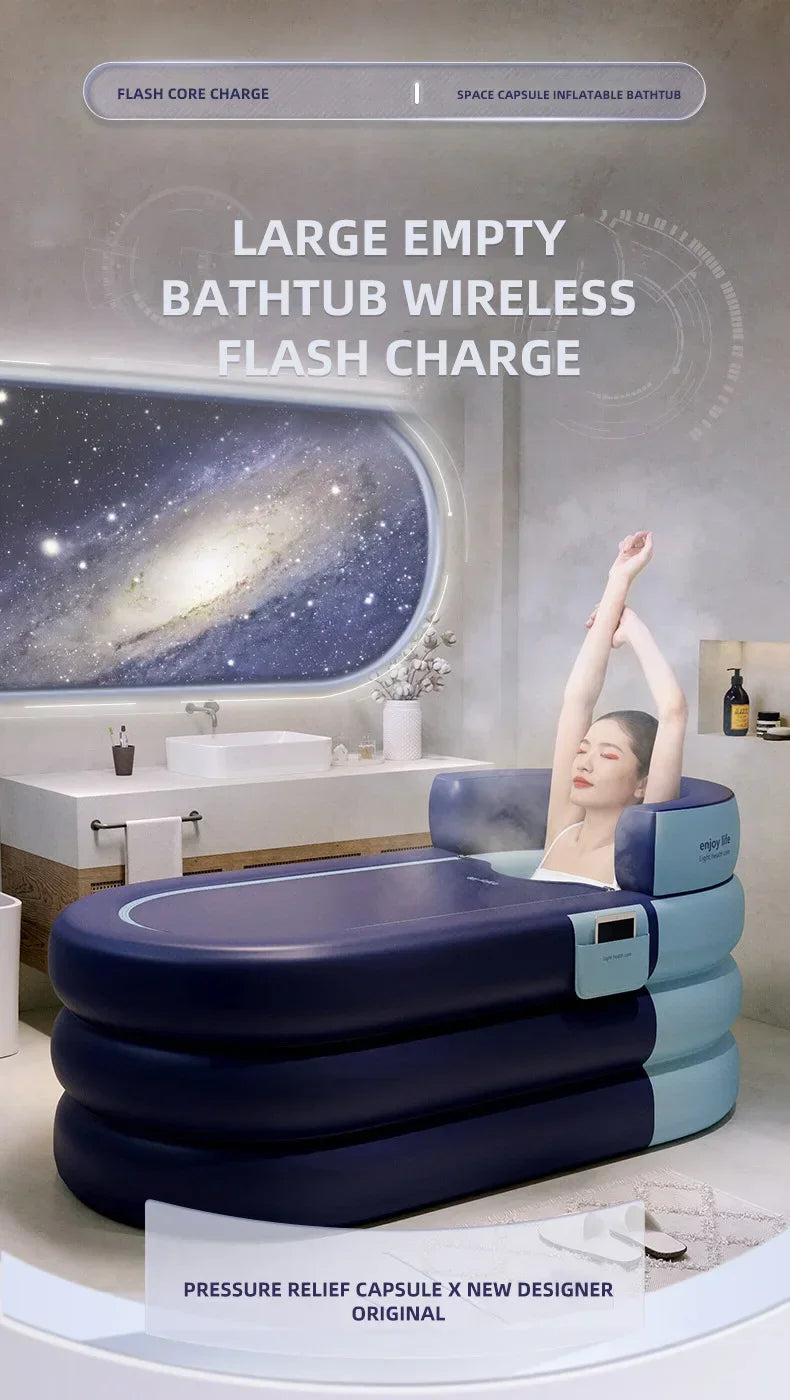 Soaking tub adult heightened PVC folding children's bath household inflatable bathtub adult bathing bucket thickened bathtub