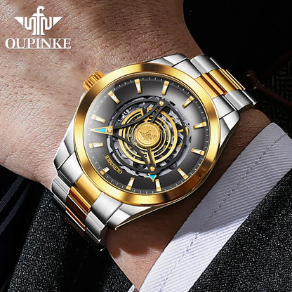 OUPINKE 3206 Mens Watches  Automatic Mechanical Wristwatch For Man Stainless Steel Waterproof Luminous Sapphire Luxury Original