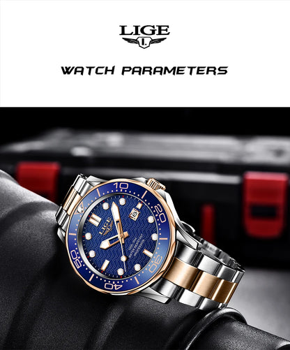 2025 LIGE New Business Mens Watches Top Brand Luxury Dive Watch For Men Waterproof Date Clock Sport Watch Relogio Masculino+Box