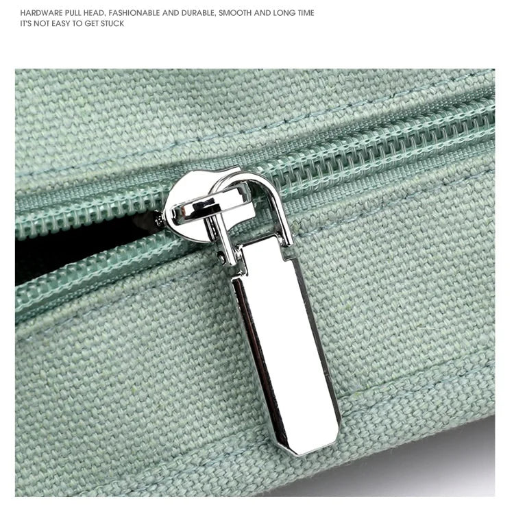 Xierya Women Small Bag with Zipper Fashion Lady Single Shoulder Portable Thickened Canvas Mobile Phone Bucket Tote Bag