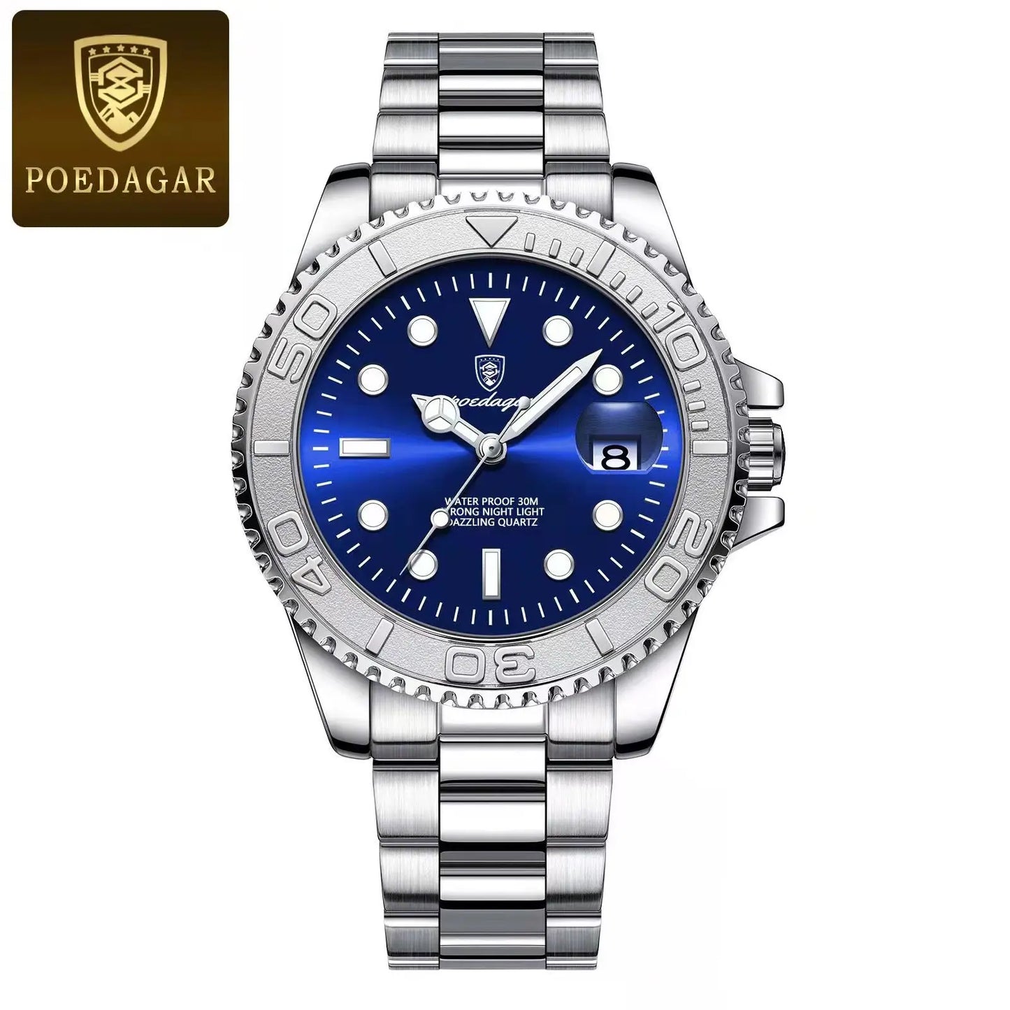 POEDAGAR Luxury Business Men Watch Waterproof Luminous Date Stainless Steel Men's Watches Military High Quality Quartz Man Watch