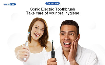 Sarmocare S100 Electric Sonic Toothbrush | Smart Rechargeable Ultrasonic Toothbrush with 8 Brush Heads for Deep Cleaning & Whitening