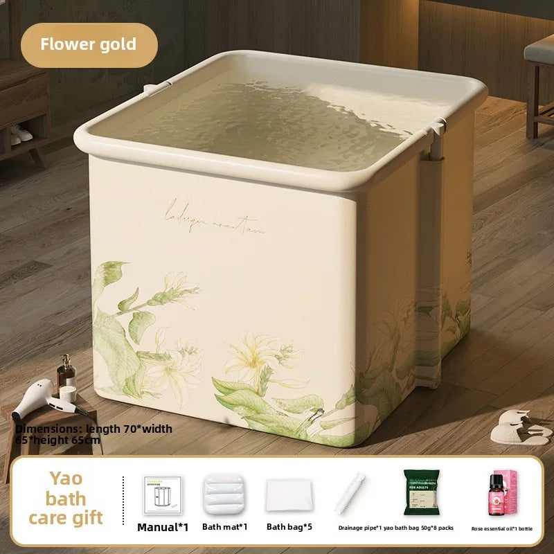 Household Children's Bath Bucket Adult Home Life Double Foldable Bath Bucket Thickened Free Installation Bathtub