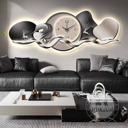 Luxury Art Mural Wall Clock | Silent Minimalist Nordic Design Clock for Home, Living Room & Restaurant Decor