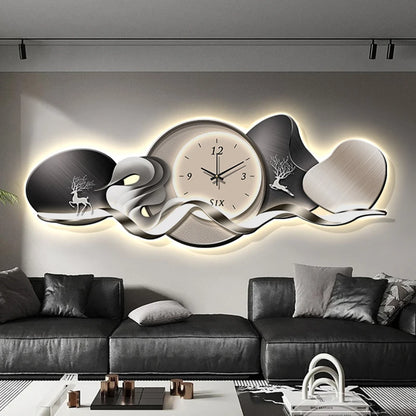 Luxury Art Mural Wall Clock | Silent Minimalist Nordic Design Clock for Home, Living Room & Restaurant Decor