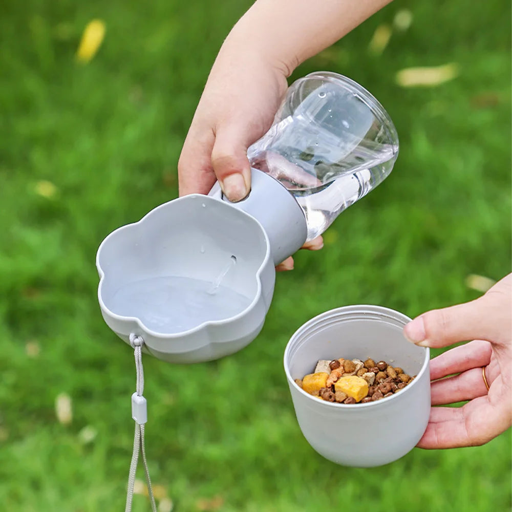 2-in-1 Portable Dog Water Bottle & Food Feeder | Leak-Proof Travel Drink Bowl for Small Dogs & Puppies