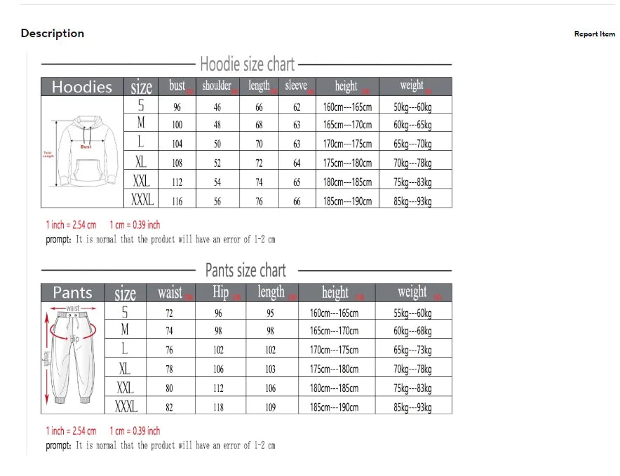 Fashion Print Tracksuit for Men Zipper Hooded Sweatshirt and Sweatpants Two Pieces Suits Male Casual Fitness Jogging Sports Sets