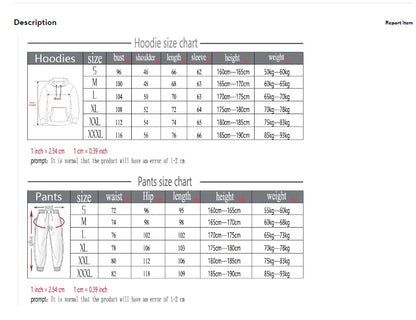 Fashion Print Tracksuit for Men Zipper Hooded Sweatshirt and Sweatpants Two Pieces Suits Male Casual Fitness Jogging Sports Sets