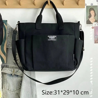 Large Capacity Canvas Tote Shoulder Bag Women's Messenger Bag Multi Pocket Casual Crossbody Handbags
