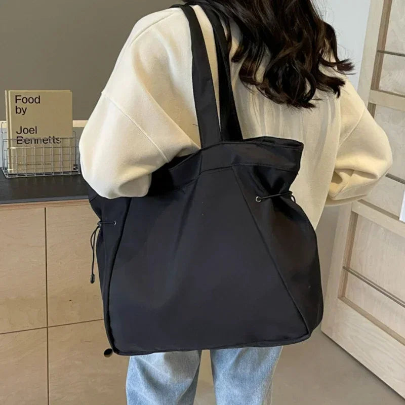 Casual Fashion Large Capacity Tote Bag Simple Travel Bag Women Large Shoulder Bag Aesthetic Handbags Drawstring Tote Handbag