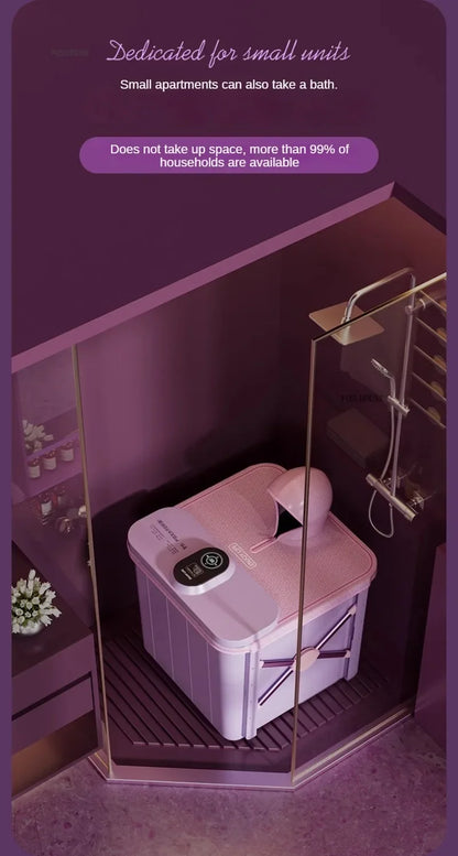 Villa Automatic Heating Folding Bath Bucket Full Body Sweat Steam Bath Barrel Constant Temperature Thickening Portable Bathtub H