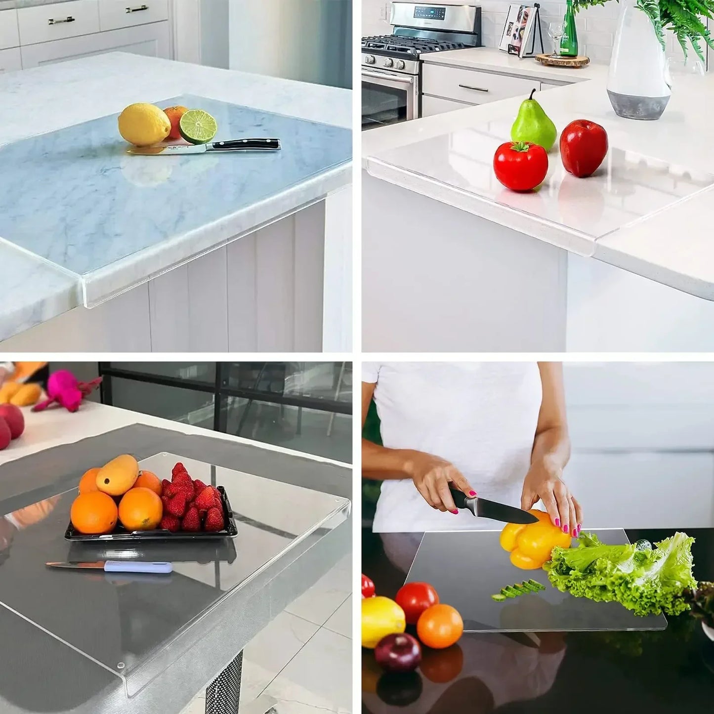 1pc Large Black /White Acrylic Cutting Board with Countertop Edge with Lip Edge - Hand Wash Only, - Ideal Gift for Parents