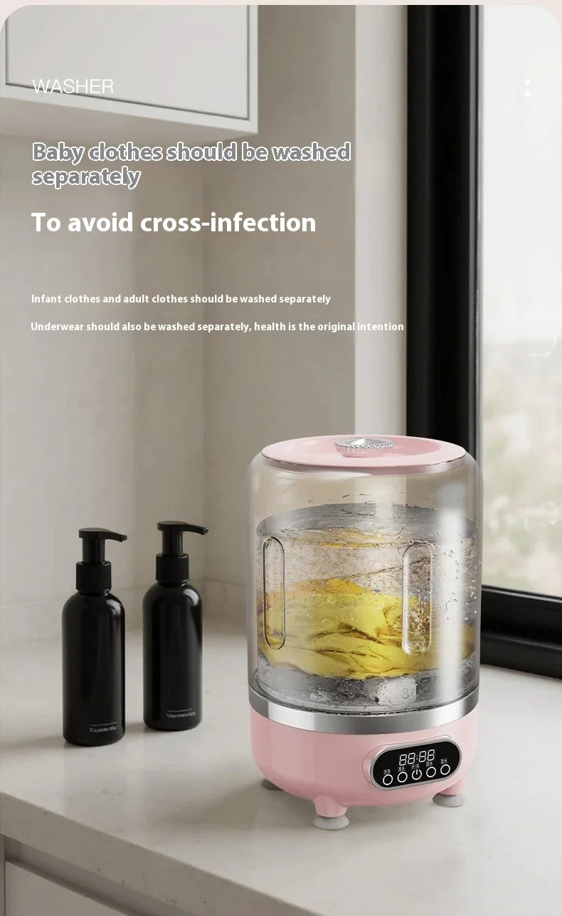 Mini Dual-Tub Washing Machine Portable Washer For Underwear/Socks 3L Capacity Blue Light Sterilization Easy Drain