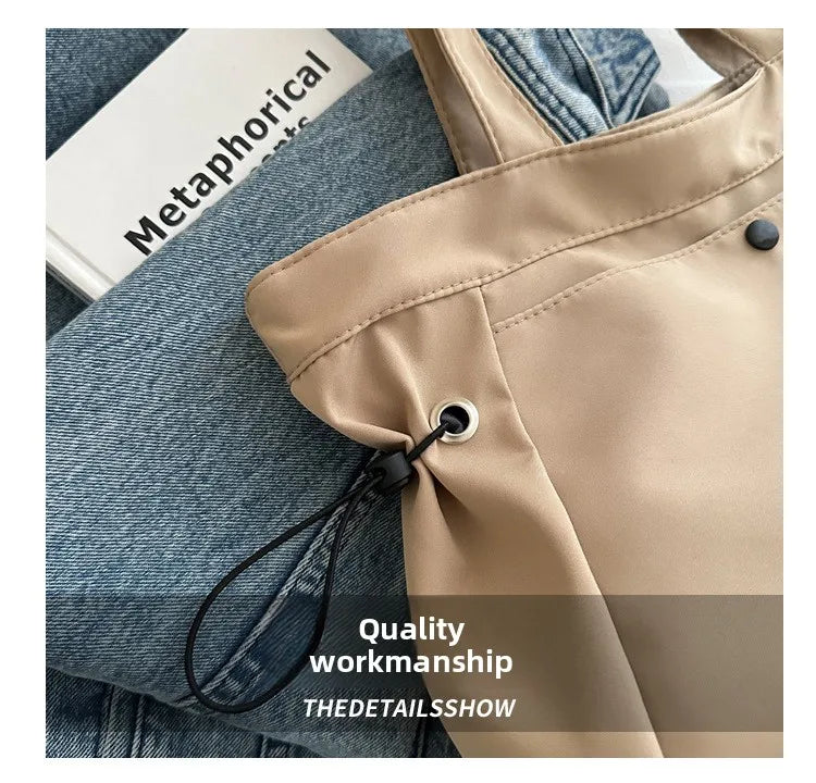 Casual Fashion Large Capacity Tote Bag Simple Travel Bag Women Large Shoulder Bag Aesthetic Handbags Drawstring Tote Handbag