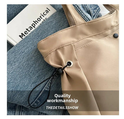 Casual Fashion Large Capacity Tote Bag Simple Travel Bag Women Large Shoulder Bag Aesthetic Handbags Drawstring Tote Handbag