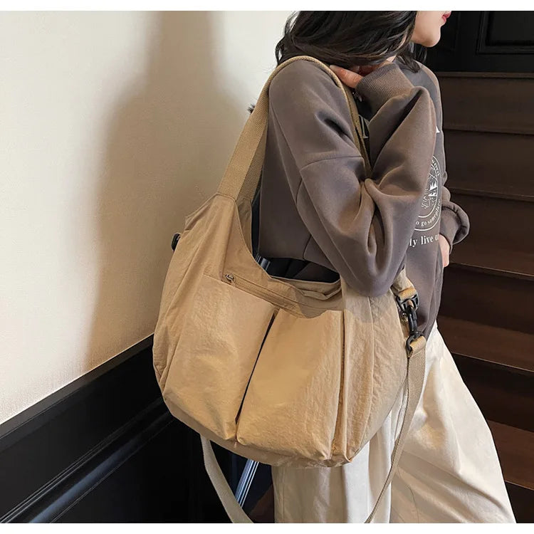 Summer New Large Capacity Crossbody Bag Nylon Fashionable Single Shoulder Handbag Women's Casual Tote Bag