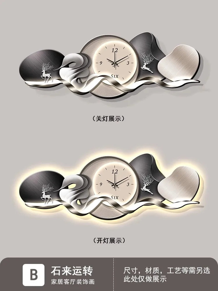 Luxury Art Mural Wall Clock | Silent Minimalist Nordic Design Clock for Home, Living Room & Restaurant Decor