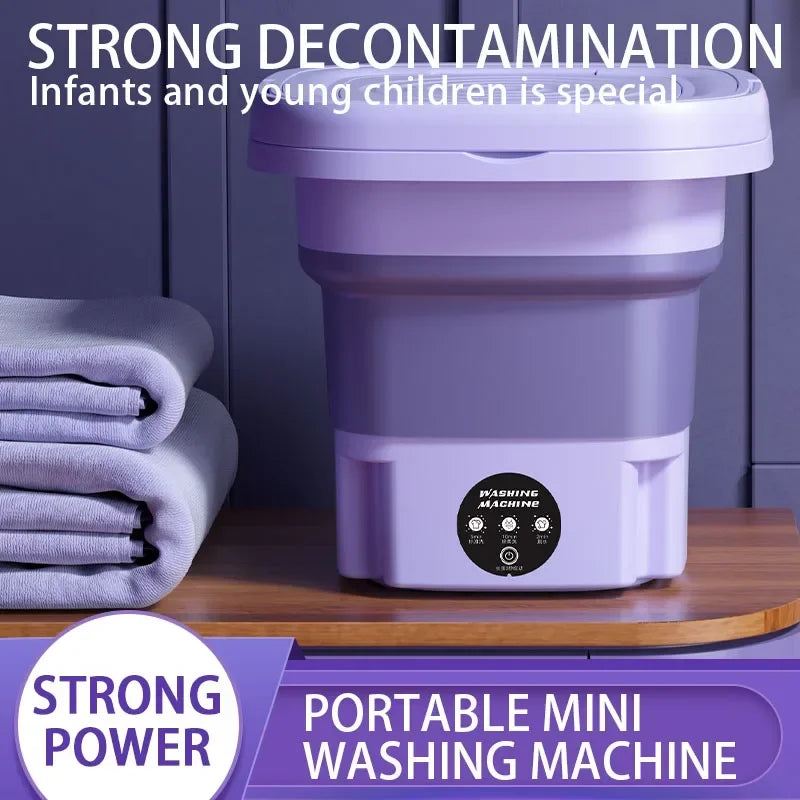8L Folding Washing Machine Bucket for Clothes Socks Underwear Cleaning Washer Portable Small Travel Washing Machine EU/US Plug