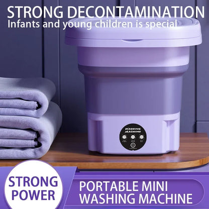 8L Folding Washing Machine Bucket for Clothes Socks Underwear Cleaning Washer Portable Small Travel Washing Machine EU/US Plug