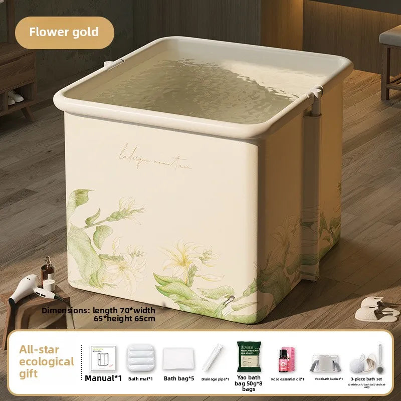 Household Children's Bath Bucket Adult Home Life Double Foldable Bath Bucket Thickened Free Installation Bathtub