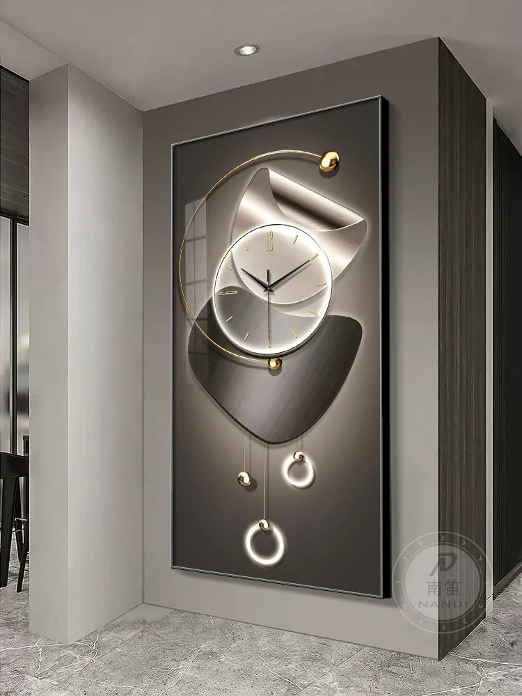 Modern Abstract Wall Clock | Silent Digital Hanging Clock for Living Room, Entrance & Corridor Wall Decoration