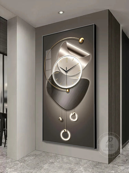 Modern Abstract Wall Clock | Silent Digital Hanging Clock for Living Room, Entrance & Corridor Wall Decoration