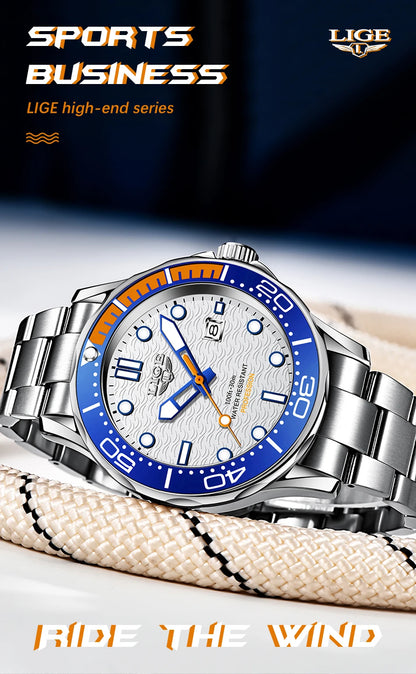 2025 LIGE New Business Mens Watches Top Brand Luxury Dive Watch For Men Waterproof Date Clock Sport Watch Relogio Masculino+Box