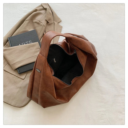 Big Black Shoulder Bags for Women Large Hobo Shopper Bag Solid Color Quality Soft Leather Crossbody Handbag Lady Travel Tote Bag