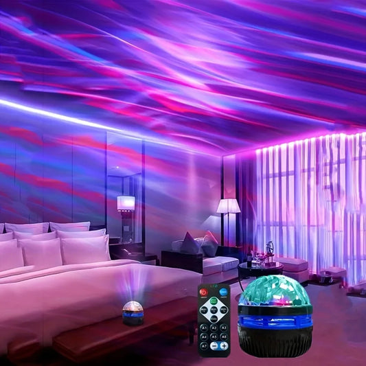USB Galaxy Projector Aurora Night Light | 360° Rotating RGB Star Light with Remote Control for Bedroom & Home Theater Decor