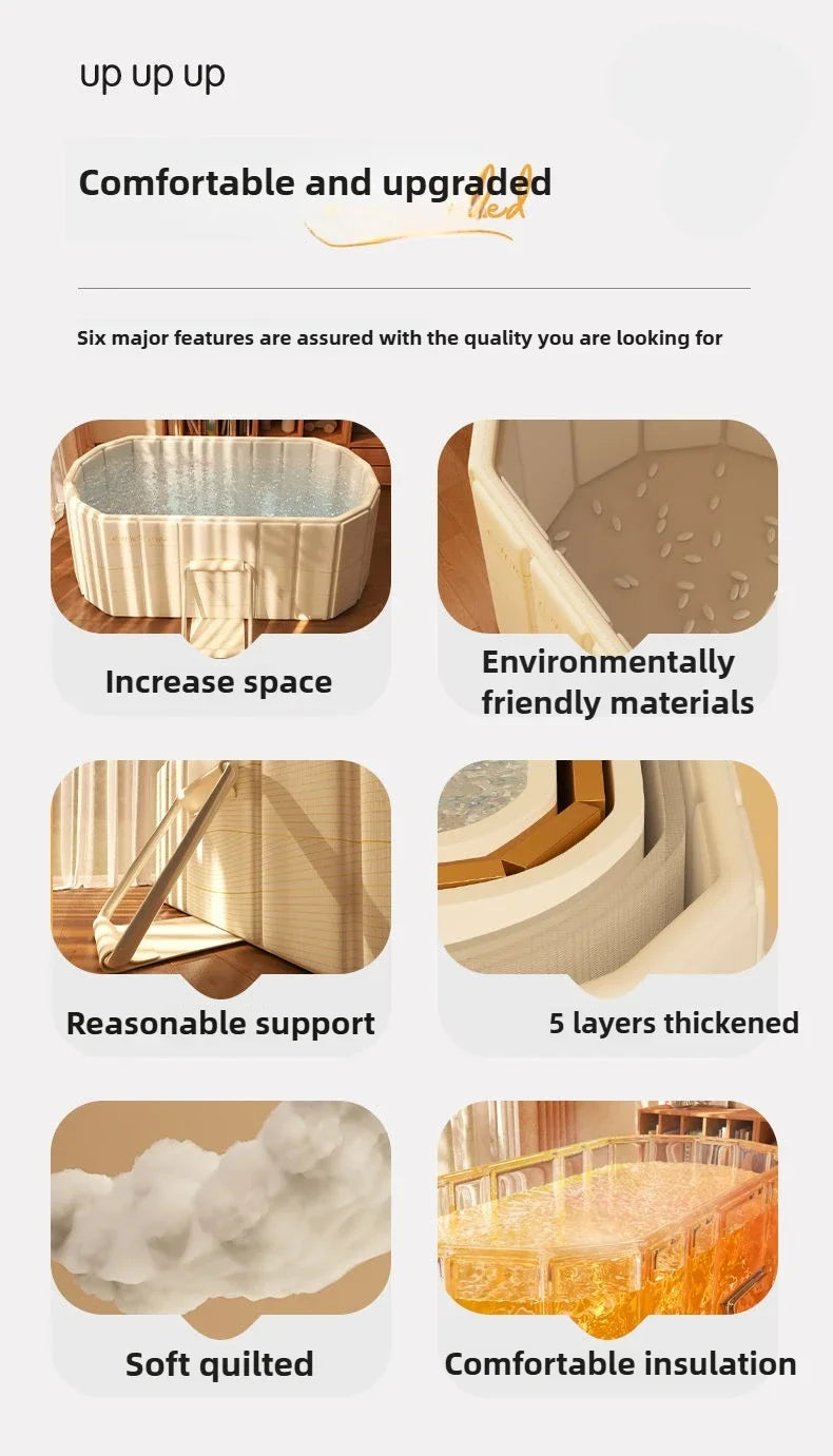 Folding Adult & Kids Bath Bucket | Portable Full-Body Bathtub for Home, Family & Couples