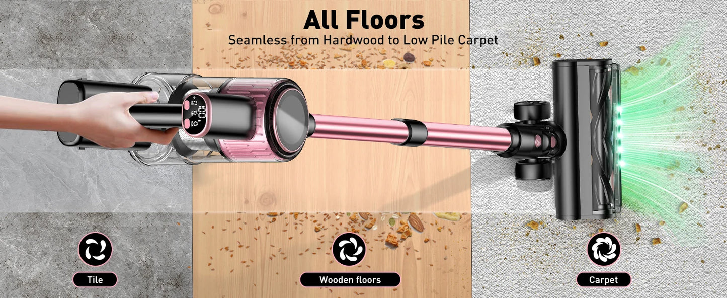 Cordless 10-in-1 Powerful Stick Vacuum Cleaner | 40Kpa 500W Rechargeable Vacuum for Home, Pet Hair & Carpet Cleaning