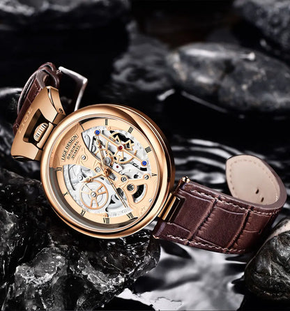2025 LIGE Men Watches Top Brand Luxury Brown Leather Chronograph Sport Watch For Men Fashion Date Waterproof Clock Reloj Hombre