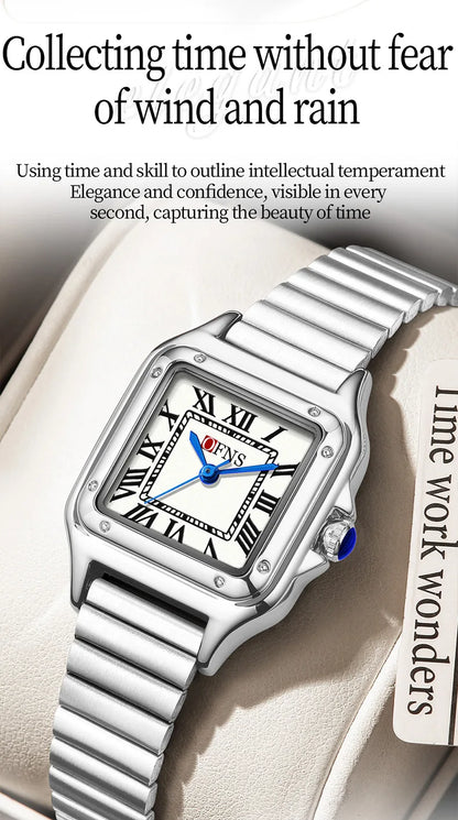 OFNS 2025 New 1516 Square Couple Quartz Watch 3ATM Waterproof Mineral Glass Roman Scale Simple Fashion Watch for Men and Women