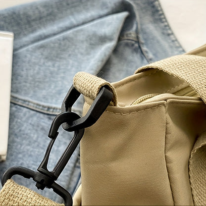 Large Capacity Nylon Crossbody Bag Casual Solid Color Messenger Shoulder Bag with Removable Strap