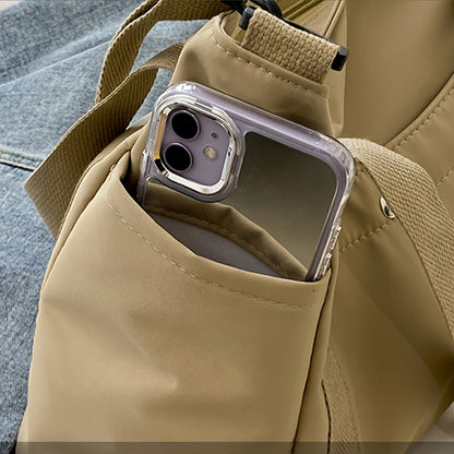 Large Capacity Nylon Crossbody Bag Casual Solid Color Messenger Shoulder Bag with Removable Strap